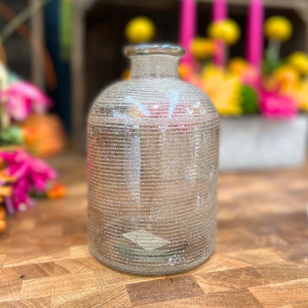 ribbed glass vase